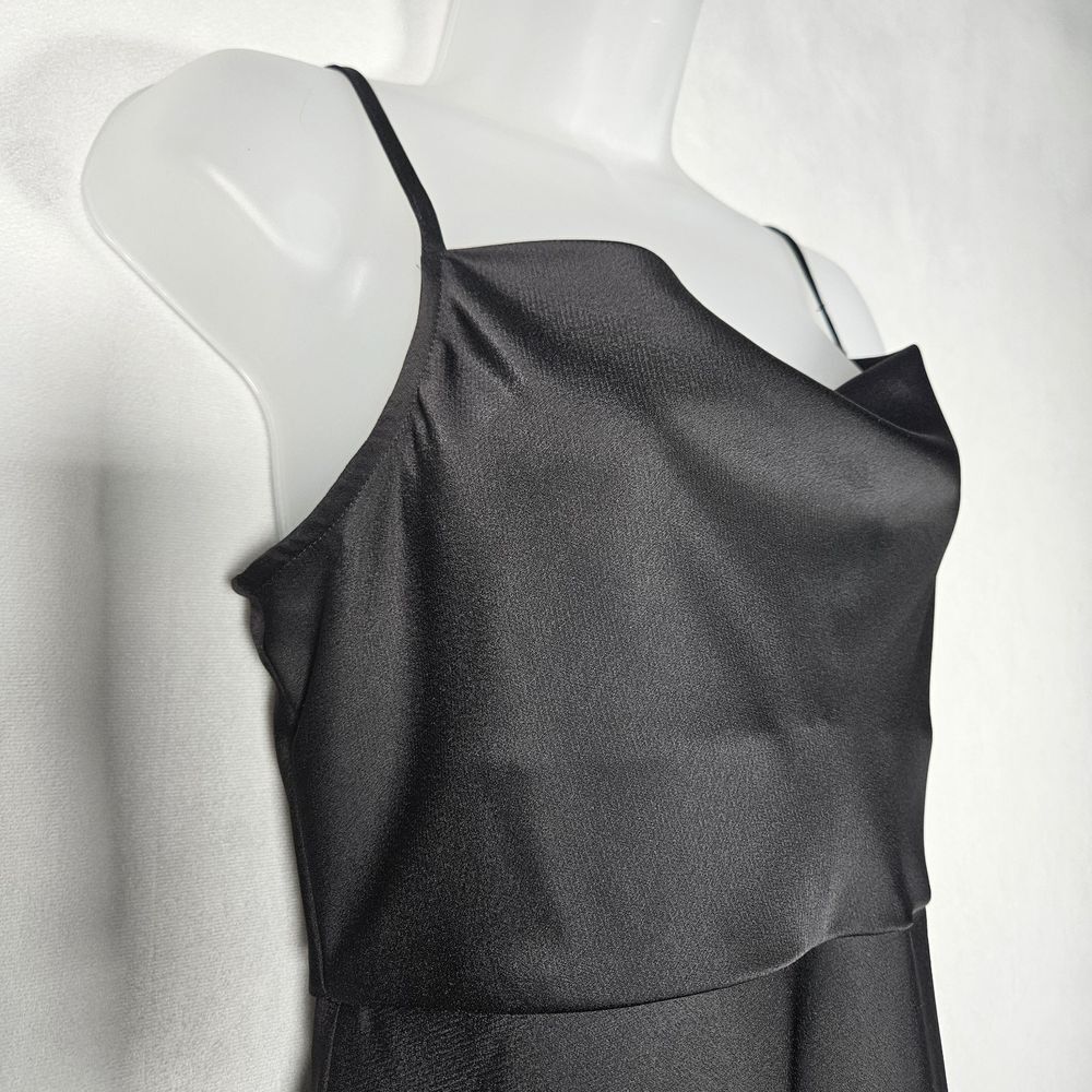 Anthropologie BHLDN Dress 8 Cali Satin Black Midi Slip Strappy Bridesmaid Prom - Picture 13 of 16